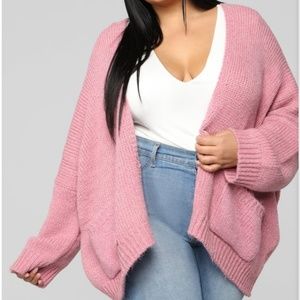 Pink oversized cardigan